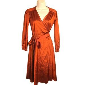 Calypso Christiane Celle 100% Silk Copper Color Wrap Dress sz XS